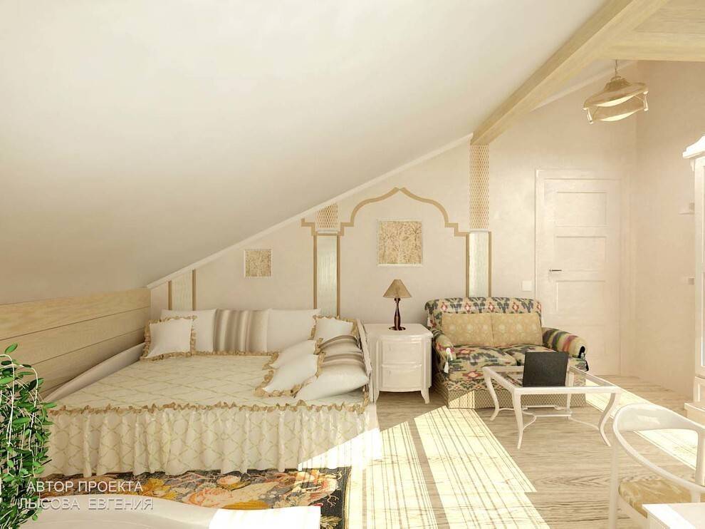 Спальня на мансарде (76 фото) — дизайн интерьера мансардной спальни на чердаке