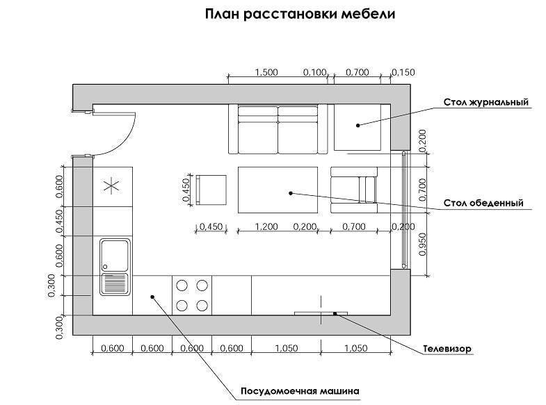 Кухня-гостиная 50-60 кв. м.: дизайн интерьера, 55 фото интерьеров