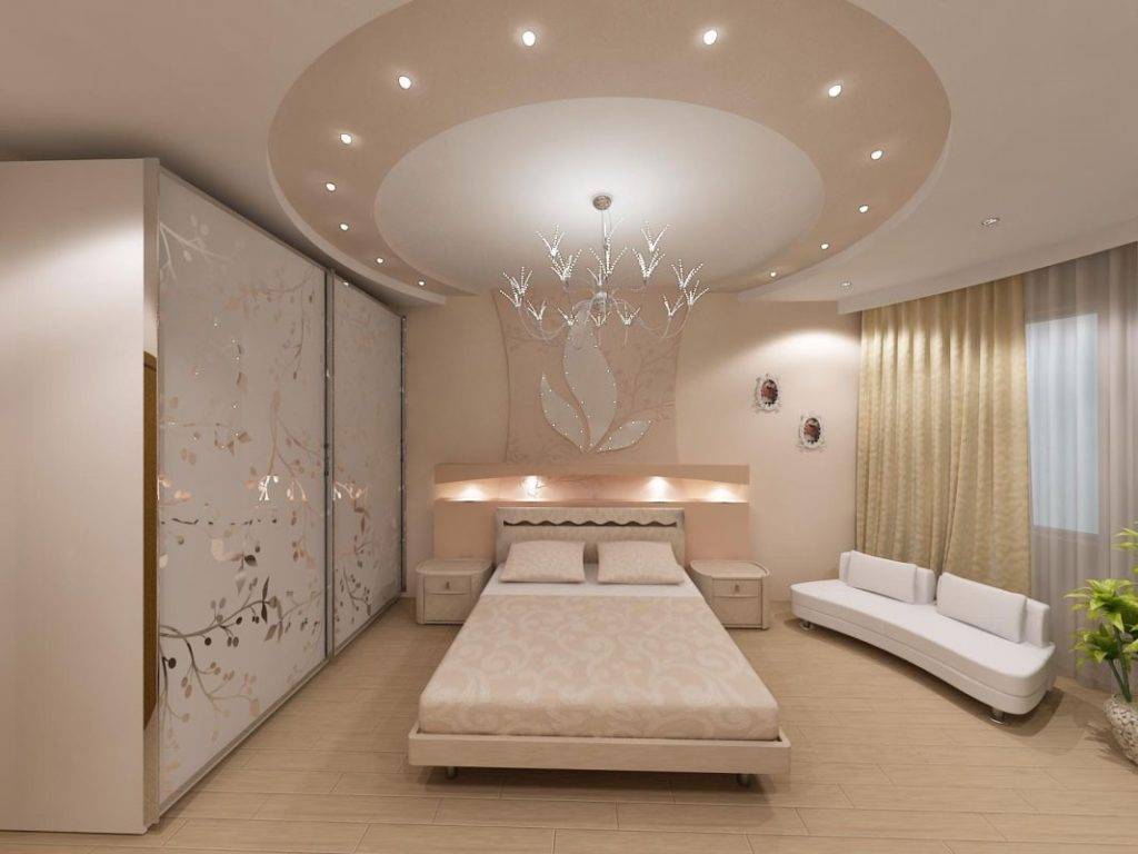 Потолки из гипсокартона: фото для спальни