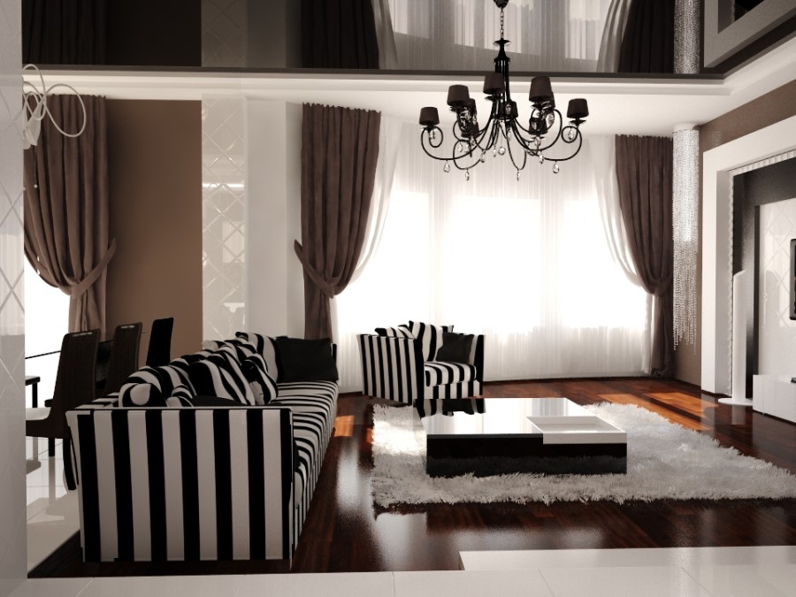 Черно-белые шторы в интерьере – лучшие идей сочетания (77 фото)