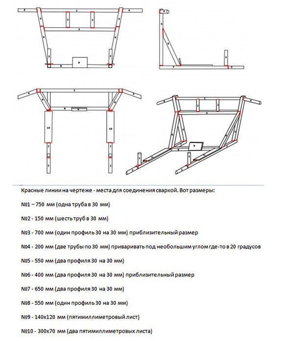 Размеры турника 3 в 1 своими руками чертежи размеры