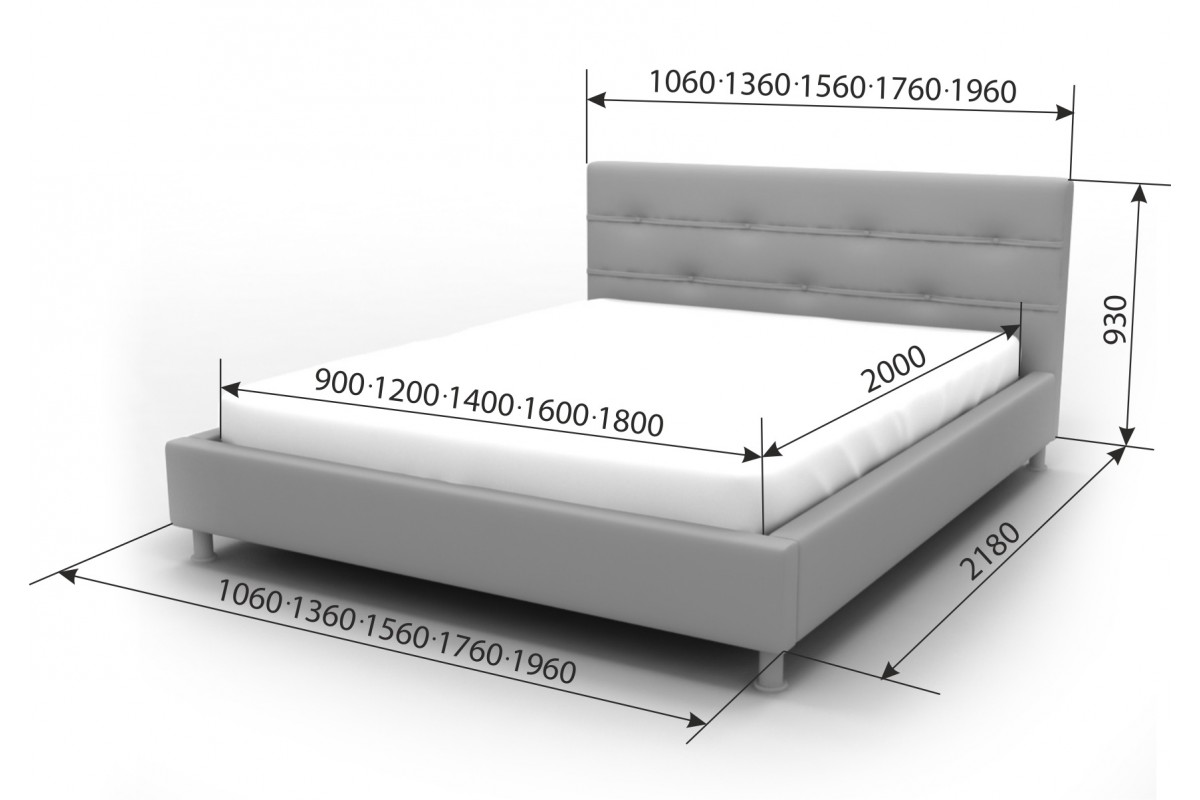 стандартный размер кровати двуспальной ширина длина