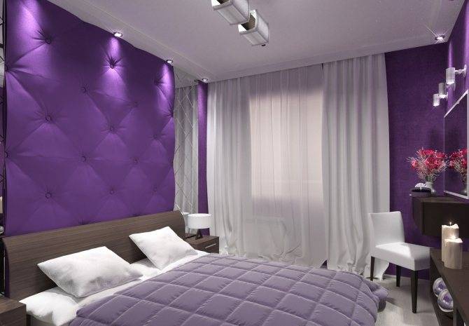 Дизайн и фото фиолетовой спальни