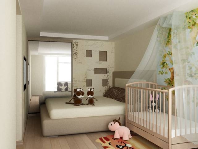 Идеи дизайна спальни с детской кроваткой, варианты размещения родителей