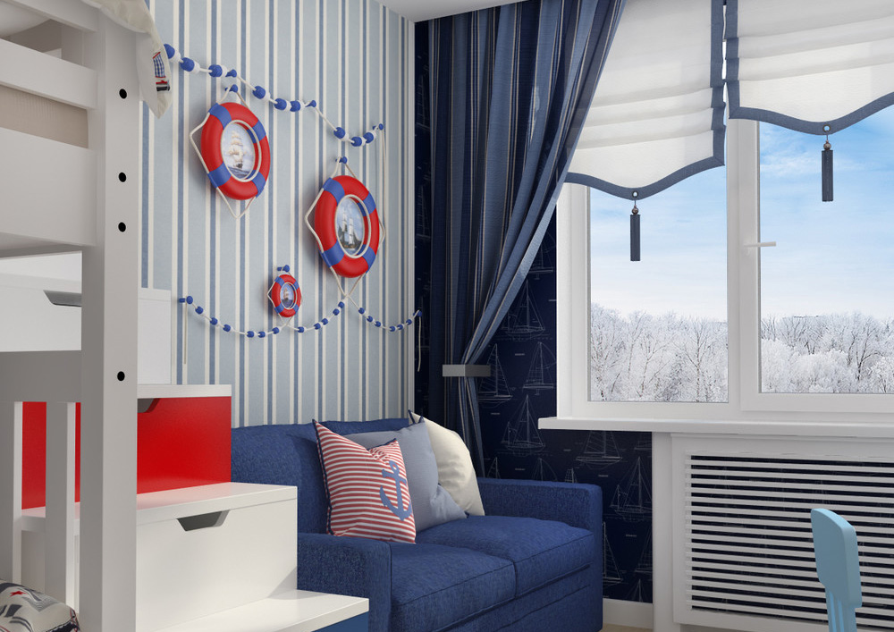 Дизайн комнаты для мальчика в морском стиле