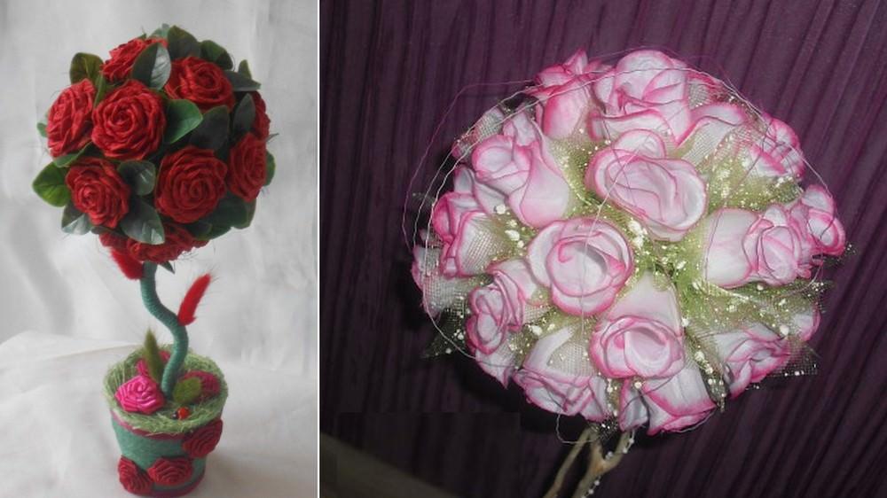 Топиарии из роз – роскошное интерьерное украшение в разных техниках