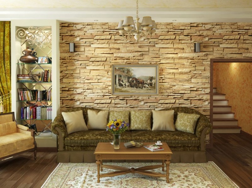 Отделка камнем внутри помещения, декоративный камень в интерьере внутренней отделки дома
