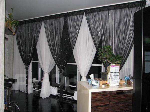 Нитяные шторы в интерьере: 50 фото идей нитяных штор и занавесок для кухни, спальни и гостинной – кошкин дом