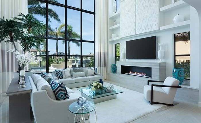 Гостиная с камином и телевизором: виды, варианты расположения на стене, идеи для квартиры и дома