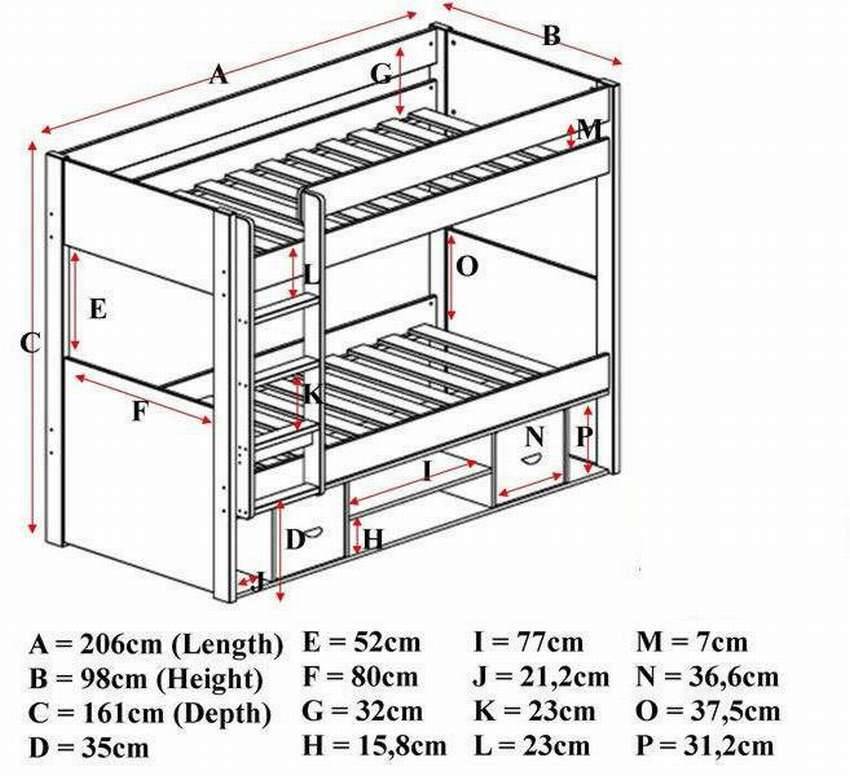 Двухъярусная кровать для детей размеры и чертежи из дерева
