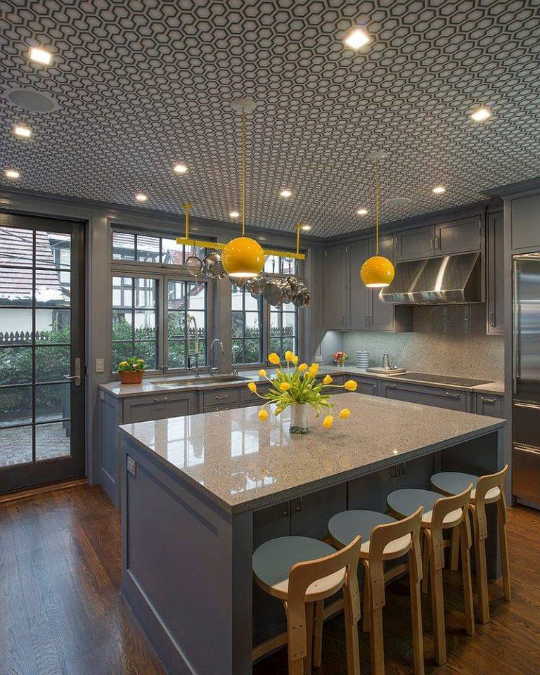 50+ Идей дизайна потолка на кухне: Какой лучше? Полезные рекомендации специалистов (фото)