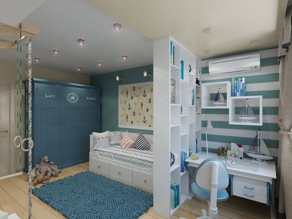 Комната для двух мальчиков разного возраста: дизайн для школьников и подроствов с двумя кроватями, бюджетный интерьер
 - 41 фото