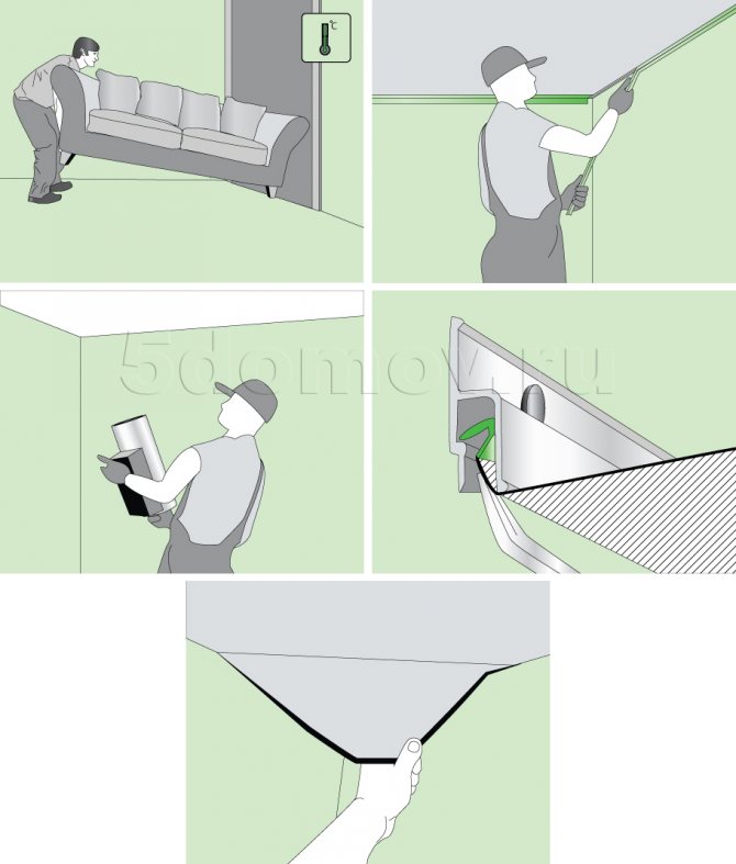Как снять натяжной потолок своими руками, демонтаж на фото и видео